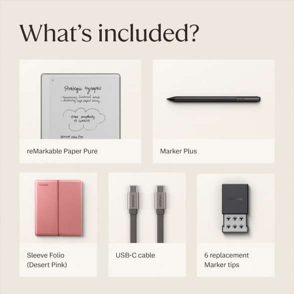 Графический планшет reMarkable Paper Pure+Marker Plus+Sleeve Folio, Desert Pink в Череповце