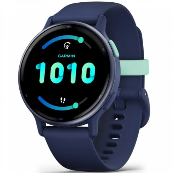Умные часы Garmin Vivoactive 5, синие с металлически-синим безелем и силиконовым ремешком 010-02862-12 в Череповце