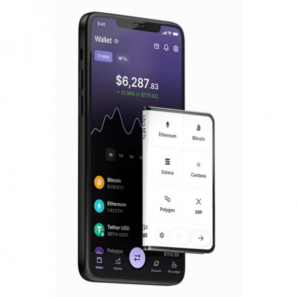 Аппаратный холодный криптокошелек Ledger Stax c чехлом Magnet Shell Black + Recovery Key в Череповце