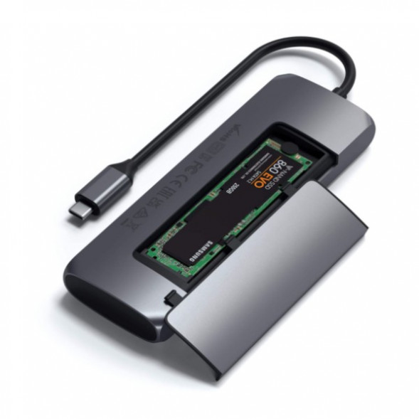Док-станция Satechi USB-C Hybrid Multiport Adapter (with SSD Enclosure M.2 SATA, 2xUSB 3.1, USB Type-C, HDMI), Серый ST-UCHSEM в Череповце
